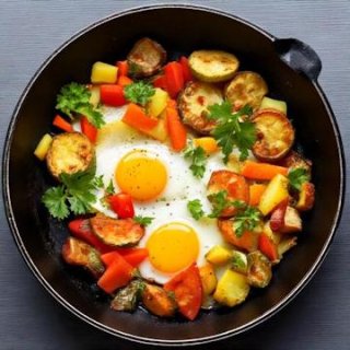 Kartoffel-Gemüse-Pfanne mit Ei