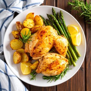 Zitronen-Hähnchen mit Rosmarinkartoffeln & grünem