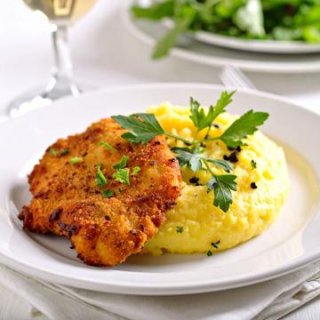 Kohlrabi-Schnitzel mit Polenta
