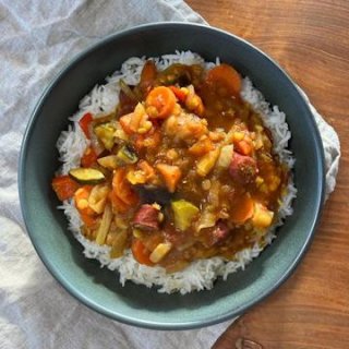 Linsen-Merguez-Gemüse