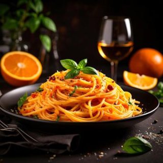 Orangen-Safran-Fenchel-Spaghetti