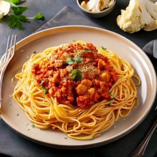 Spaghetti mit Blumenkohl-Bolognese