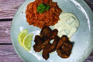 Souvlaki mit Tomatenreis