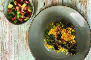 Tortilla mit Chorizo und Spinat