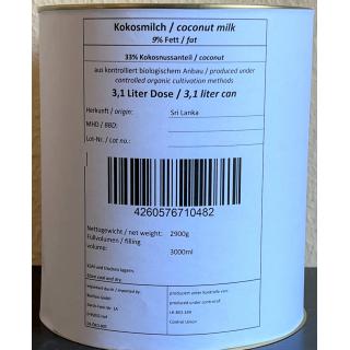Kokosmilch 9% (Großgebinde)