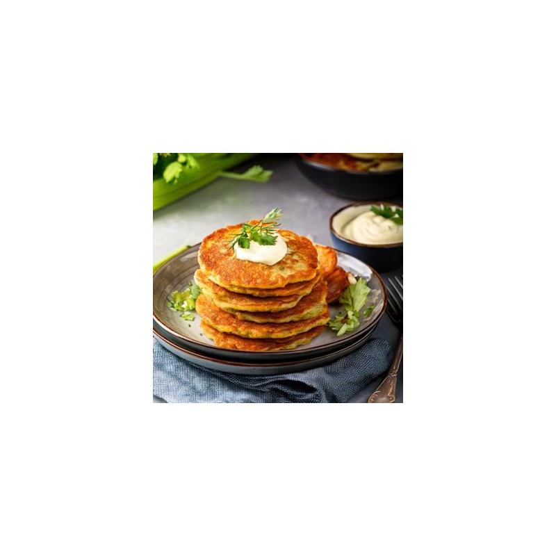 Sellerie Puffer mit Apfel-Zwiebelmus