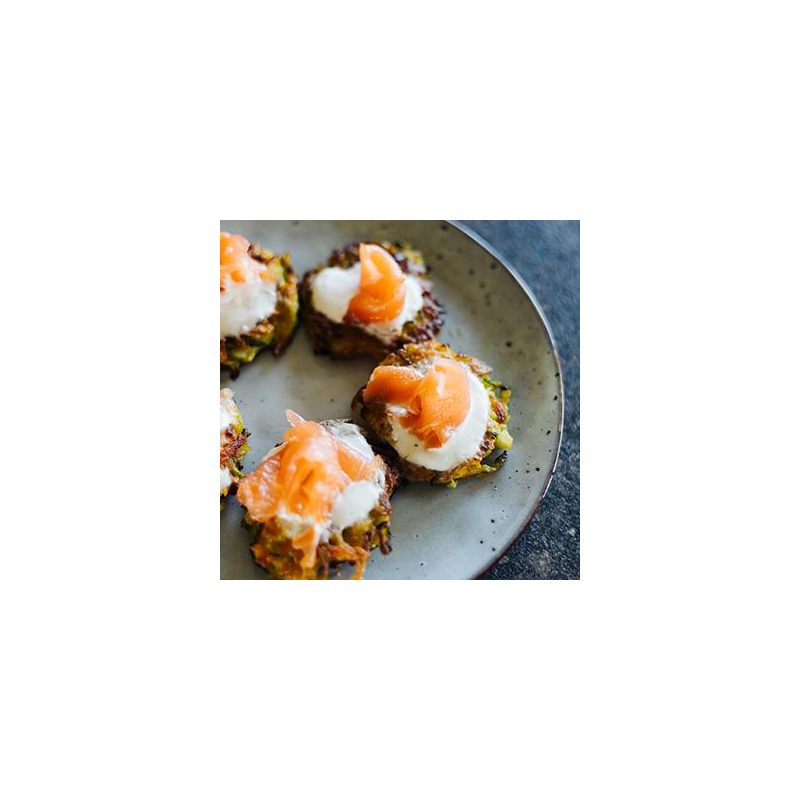 Gemüsepuffer-Lachs-Häppchen