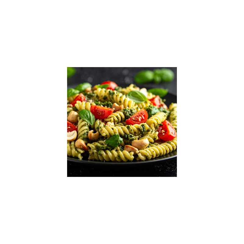 Pasta mit Cashew-Basilikum-Pesto & Ofentomaten