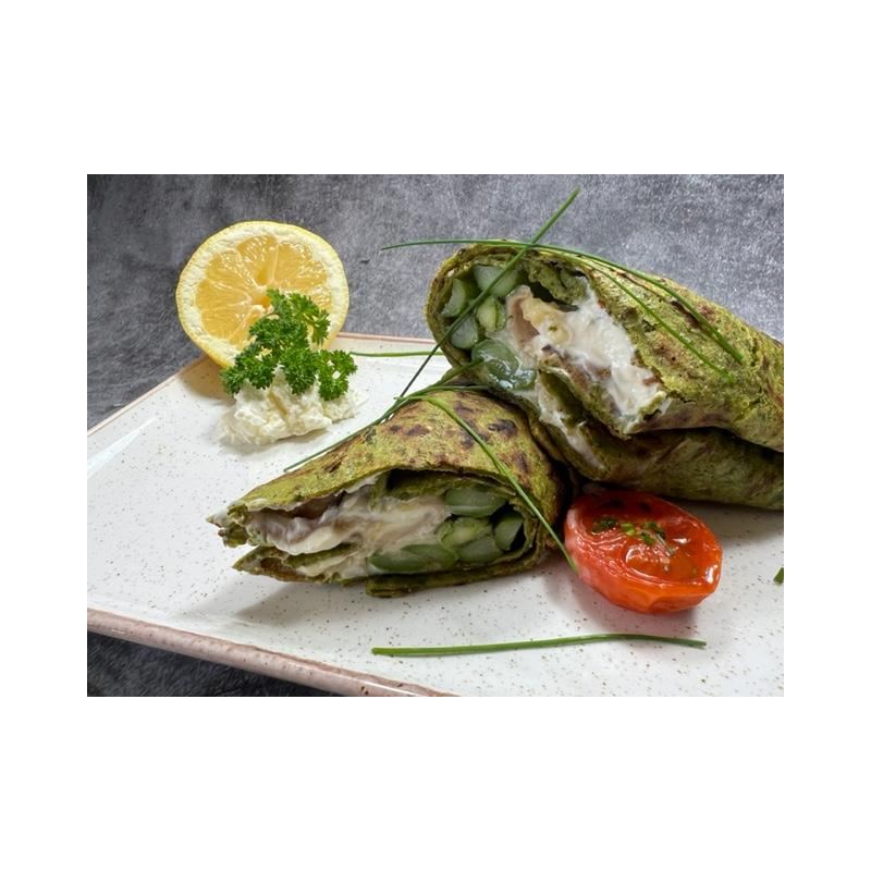 Bärlauchpfannkuchen mit Spargel-Schinken-Füllung