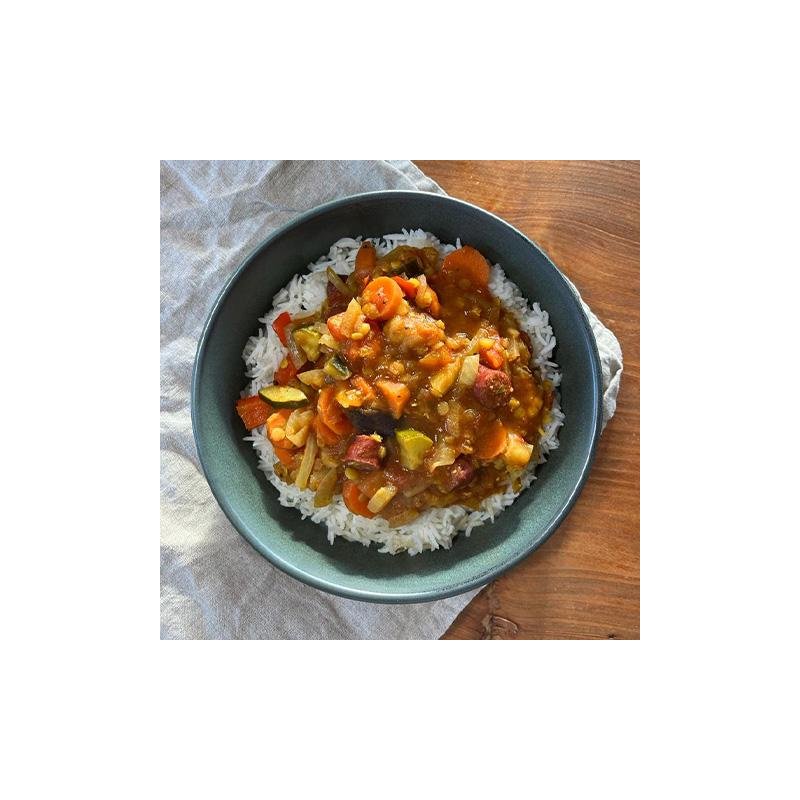 Linsen-Merguez-Gemüse