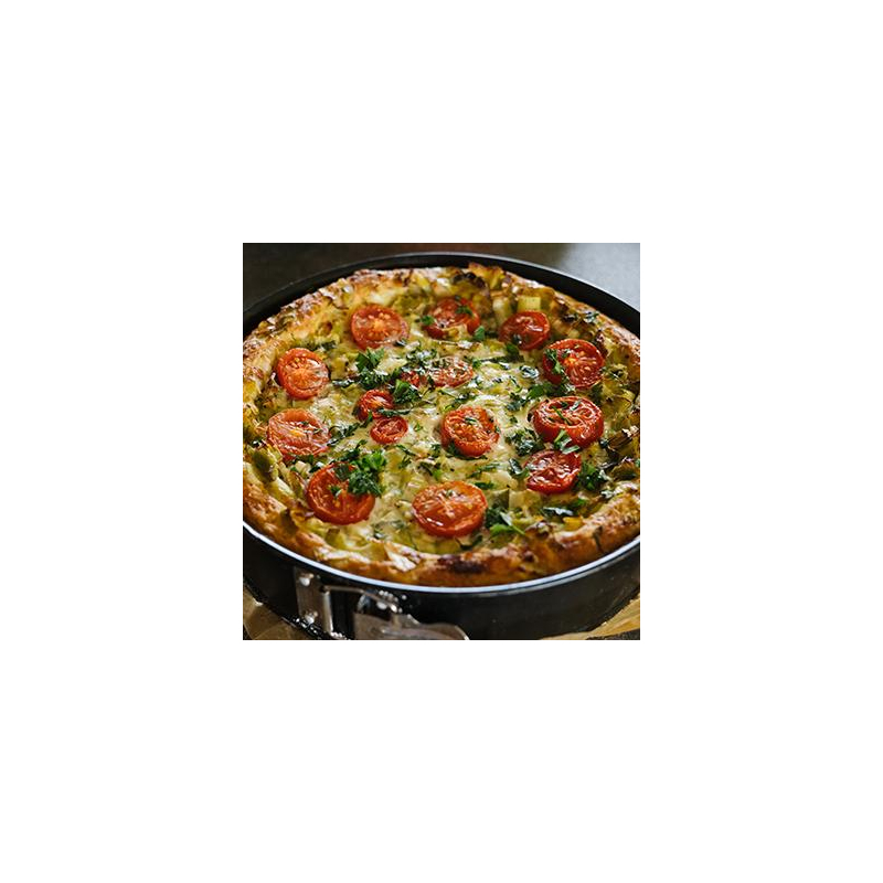 Kartoffelkuchen mit Porree und Speck