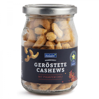 geröstete Cashews mit pikantem Chili im Pfandglas