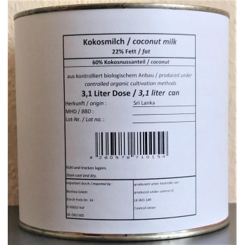 Kokosmilch 22% (Großgebinde)